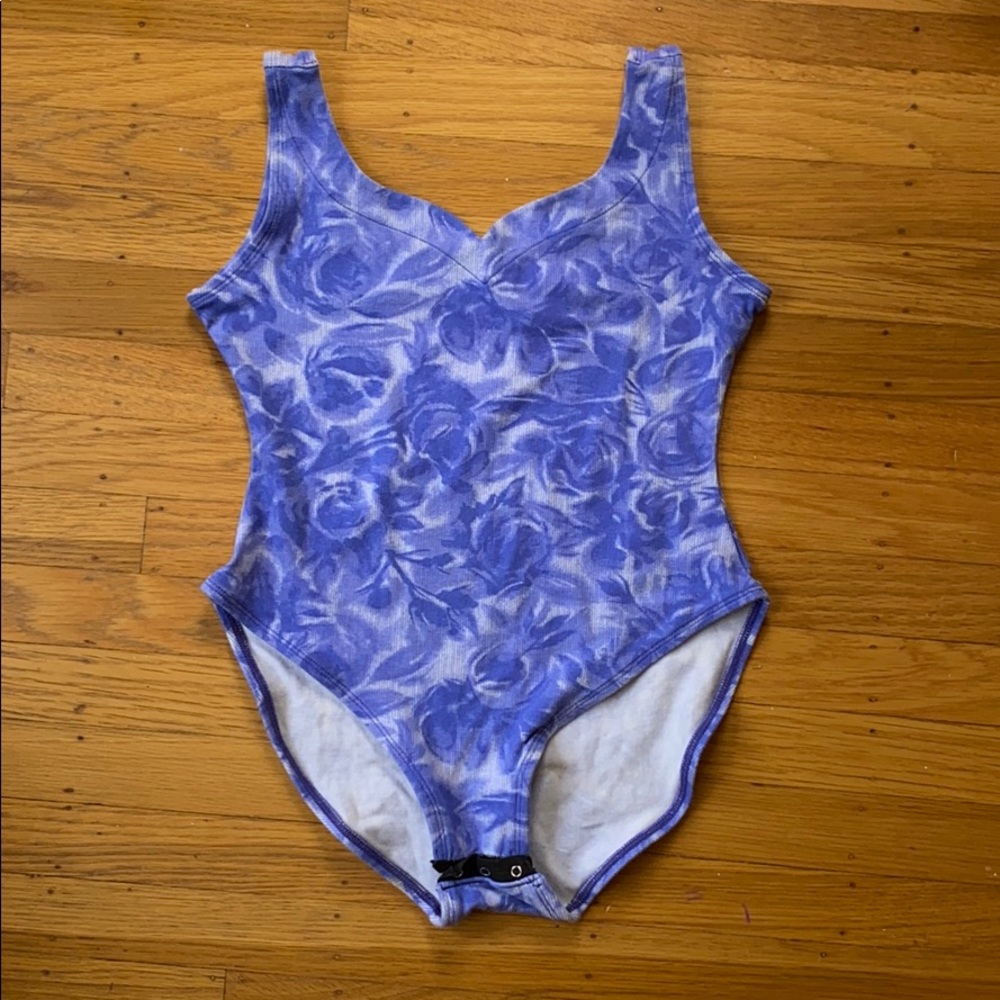Vintage Rose Pattern Blue Bodysuit